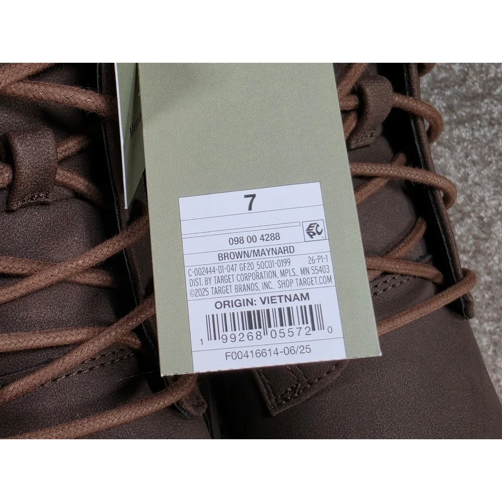 Goodfellow & Co Men Maynard Brown Lace Up Memory Foam Ankle Boots Size 7 New